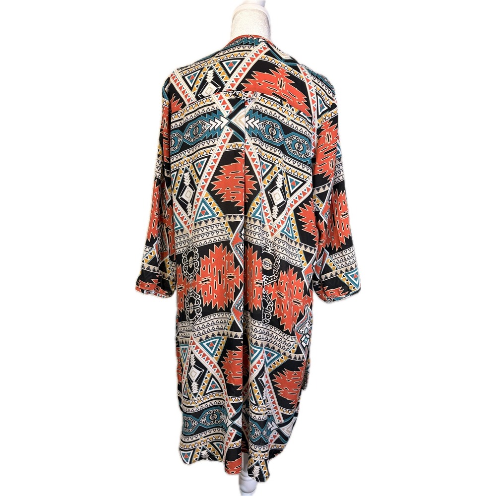 Bohemian Geometric Print Shift Dress Western Festival Santa Fe